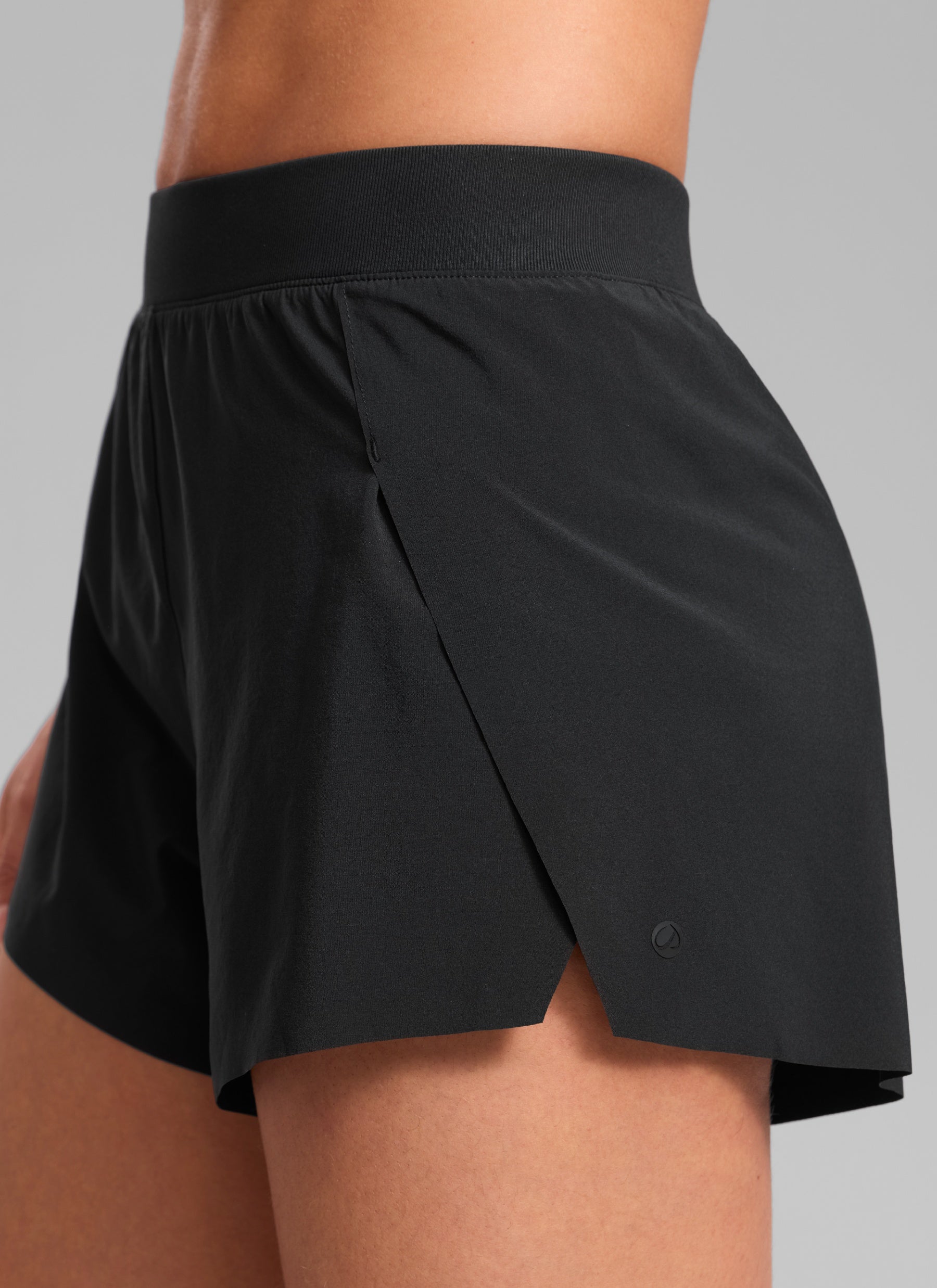 CRZ YOGA Women's Running Feathery-Fit Soft Spilt Short Quick Dry Lined Black