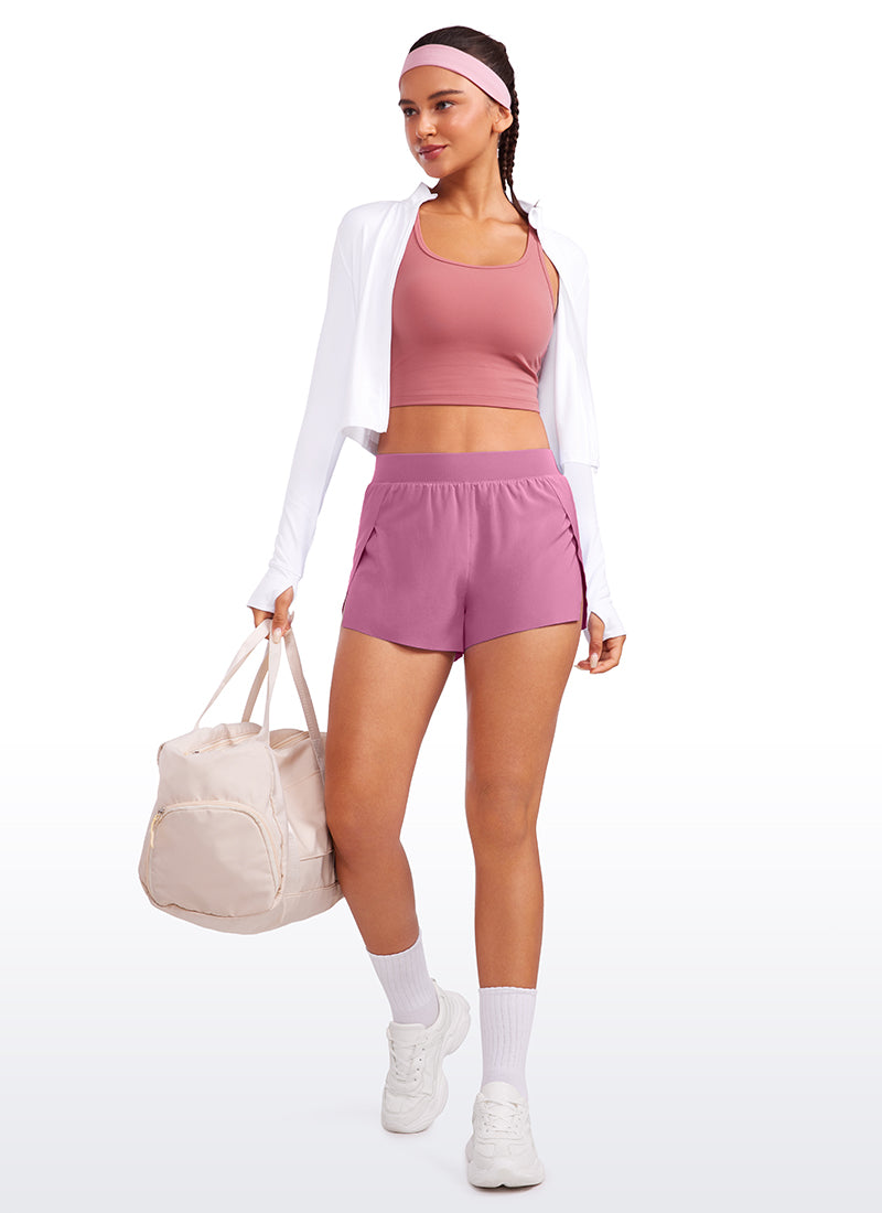CRZ YOGA Women's Running Feathery-Fit Soft Spilt Short Quick Dry Lined Velvet Dust @model_info:winma