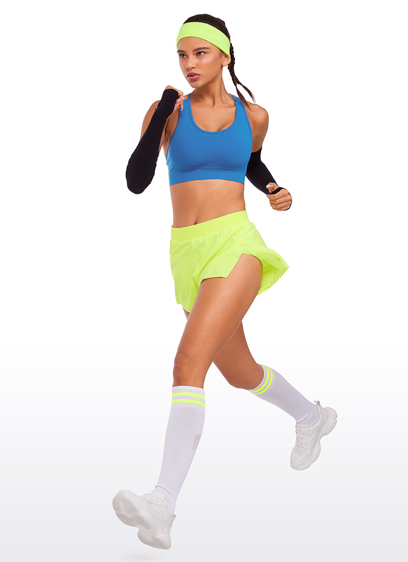 CRZ YOGA Women's Running Feathery-Fit Soft Spilt Short Quick Dry Lined Neon Yellow @model_info:winma