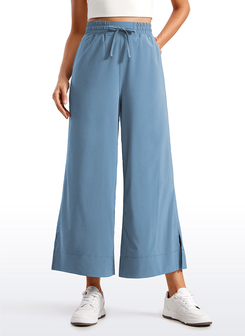 Feathery-Fit Soft Wide Leg High Waisted Capri Pants with Pockets 25''