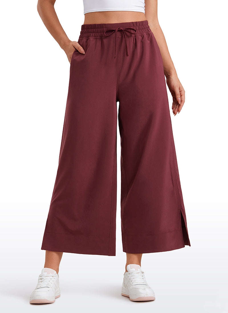 Feathery-Fit Soft Wide Leg High Waisted Capri Pants with Pockets 25''