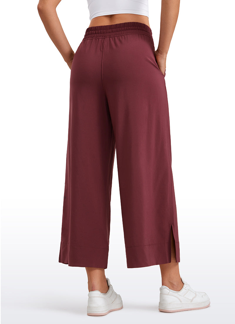 Feathery-Fit Soft Wide Leg High Waisted Capri Pants with Pockets 25''