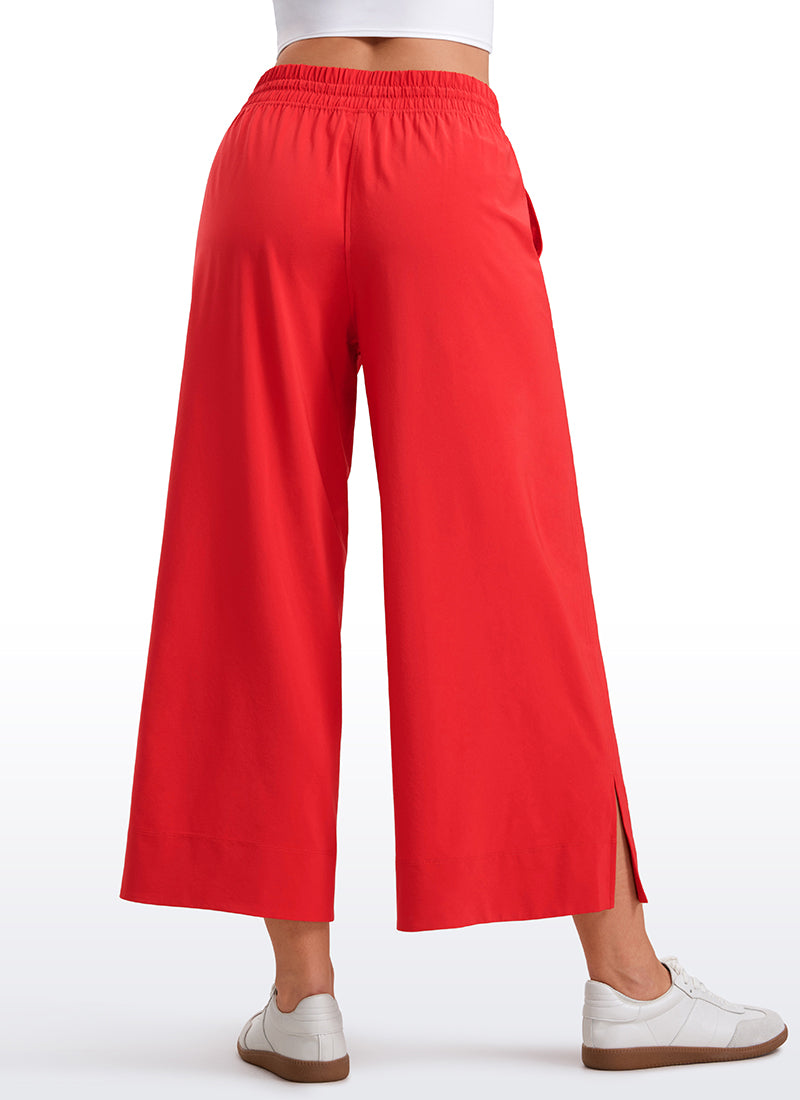 Feathery-Fit Soft Wide Leg High Waisted Capri Pants with Pockets 25''