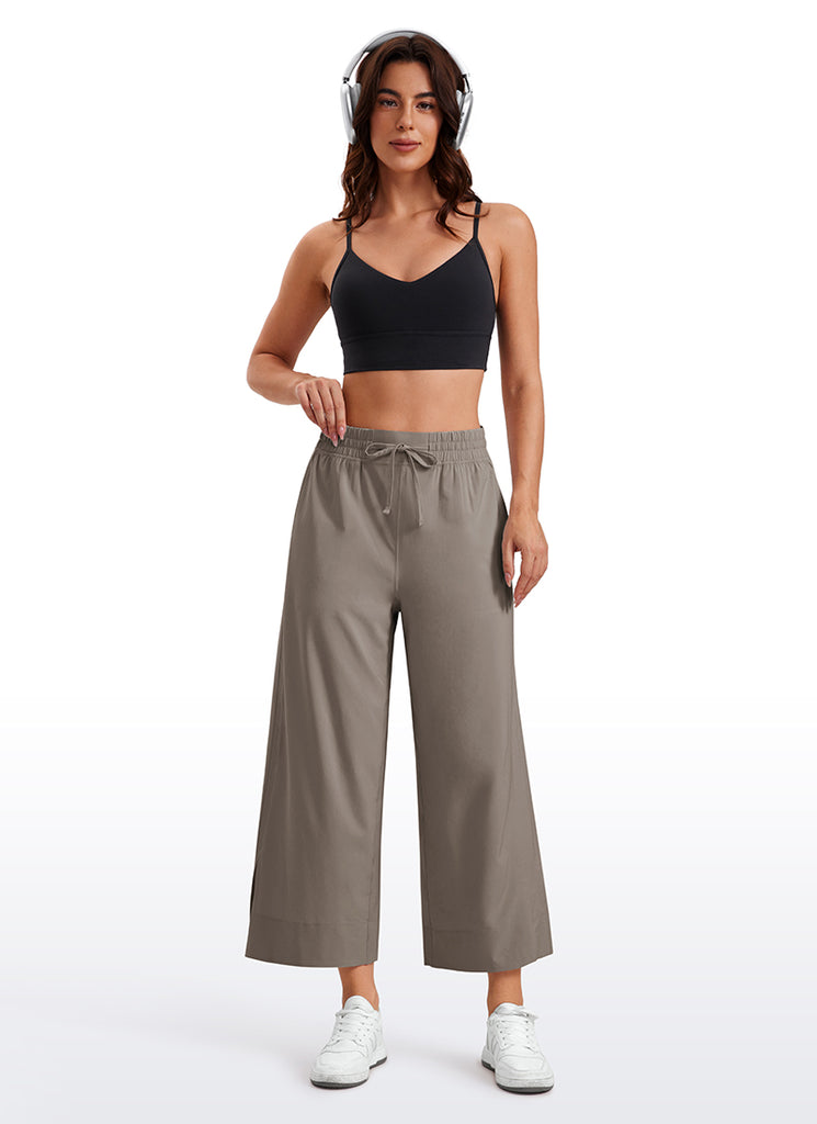 CRZ YOGA Women's  Causal High Waisted Wide Leg Pockets Pants 25'' Graphite Grey