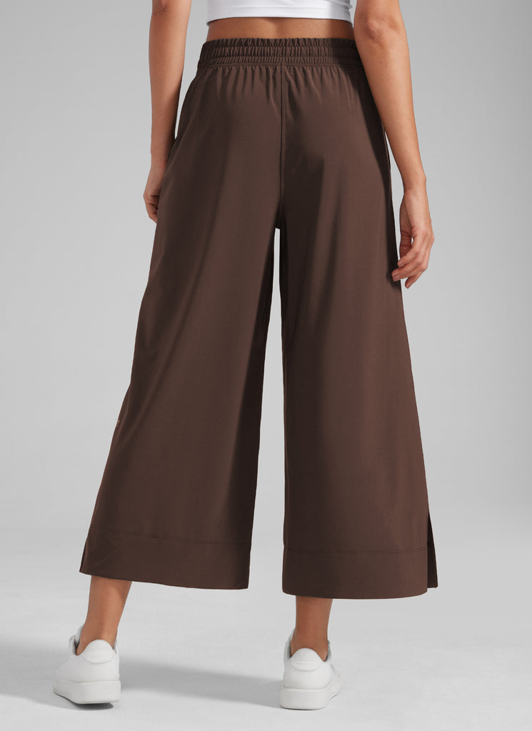 CRZ YOGA Women's  Causal High Waisted Wide Leg Pockets Pants 25'' Hot Fudge Brown