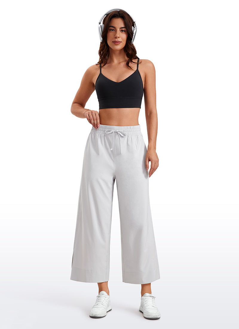 Feathery-Fit Soft Wide Leg High Waisted Capri Pants with Pockets 25''