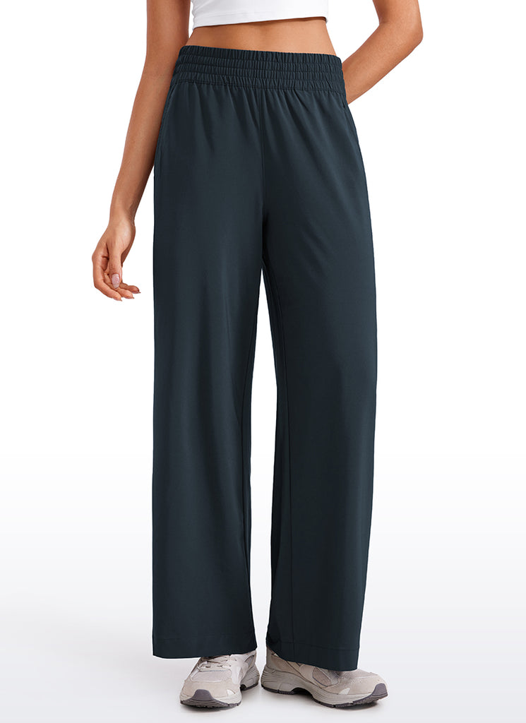 CRZ YOGA Women's Casual High Rise Wide Leg Pants with Pockets 30'' Black