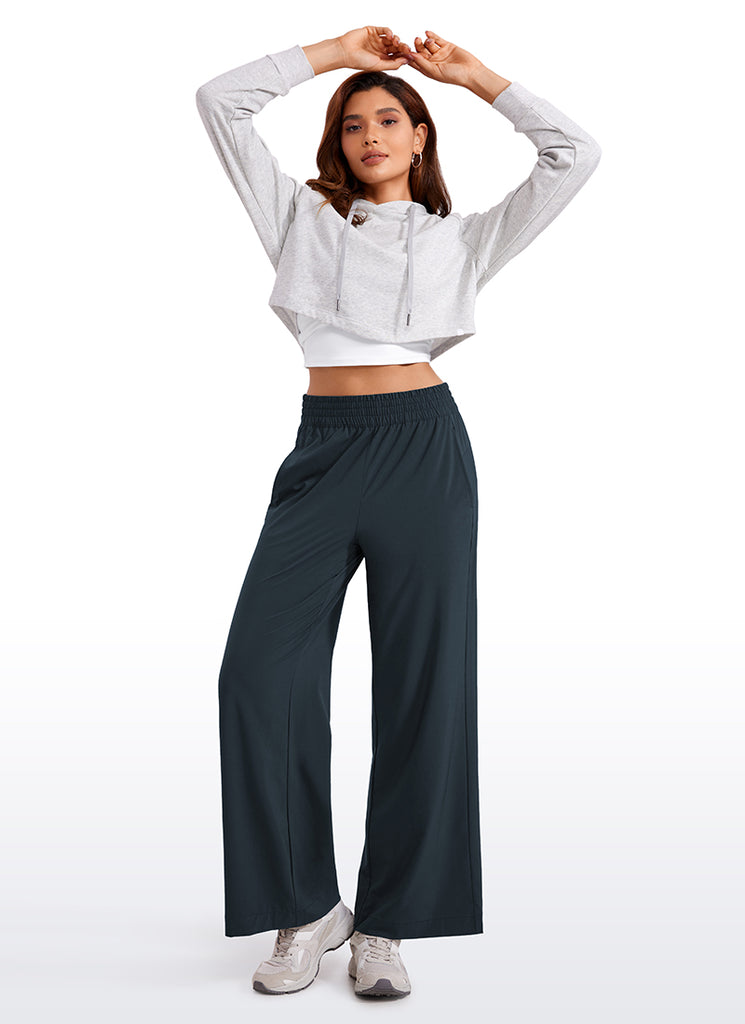 CRZ YOGA Women's Casual High Rise Wide Leg Pants with Pockets 30'' Black