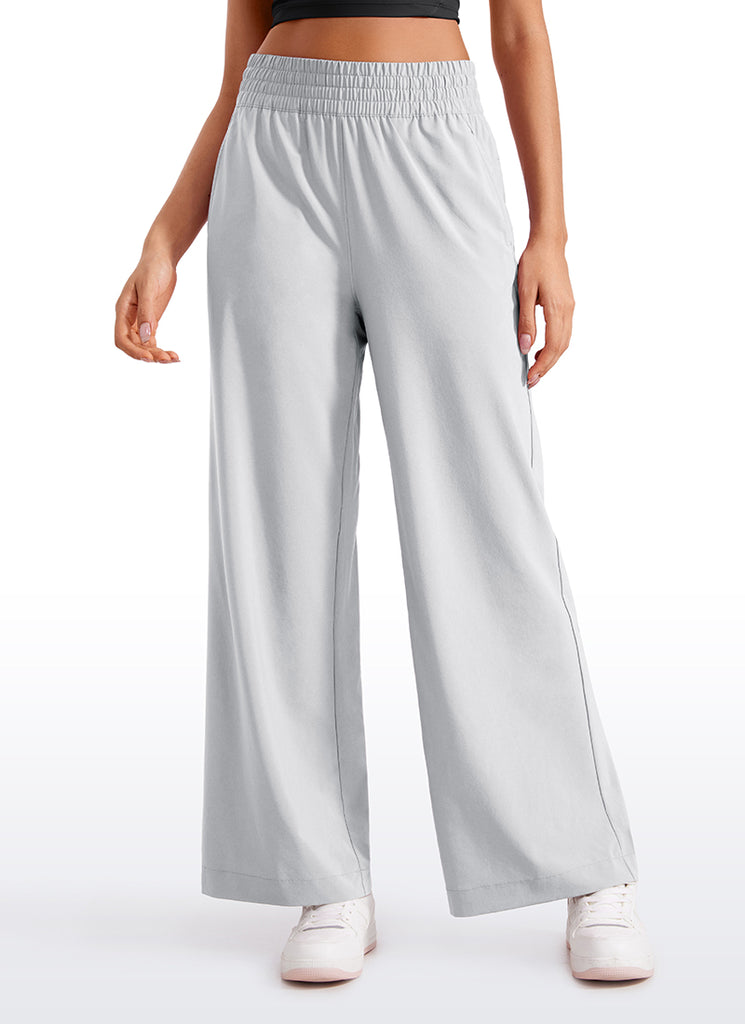 CRZ YOGA Women's Casual High Rise Wide Leg Pants with Pockets 30'' Grey Sage