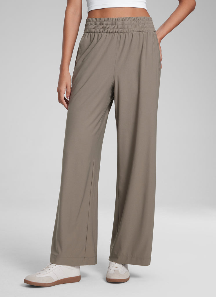 CRZ YOGA Women's Casual High Rise Wide Leg Pants with Pockets 30'' Nomad Grey
