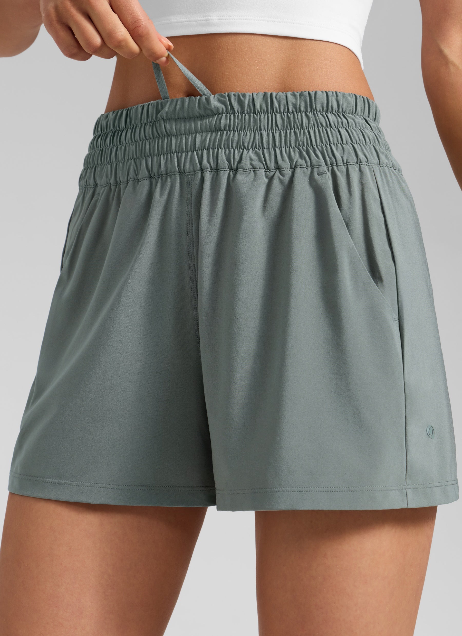 CRZ YOGA Women's Casual Feathery-Fit Soft High Rise Golf Shorts 3'' Grey Sage