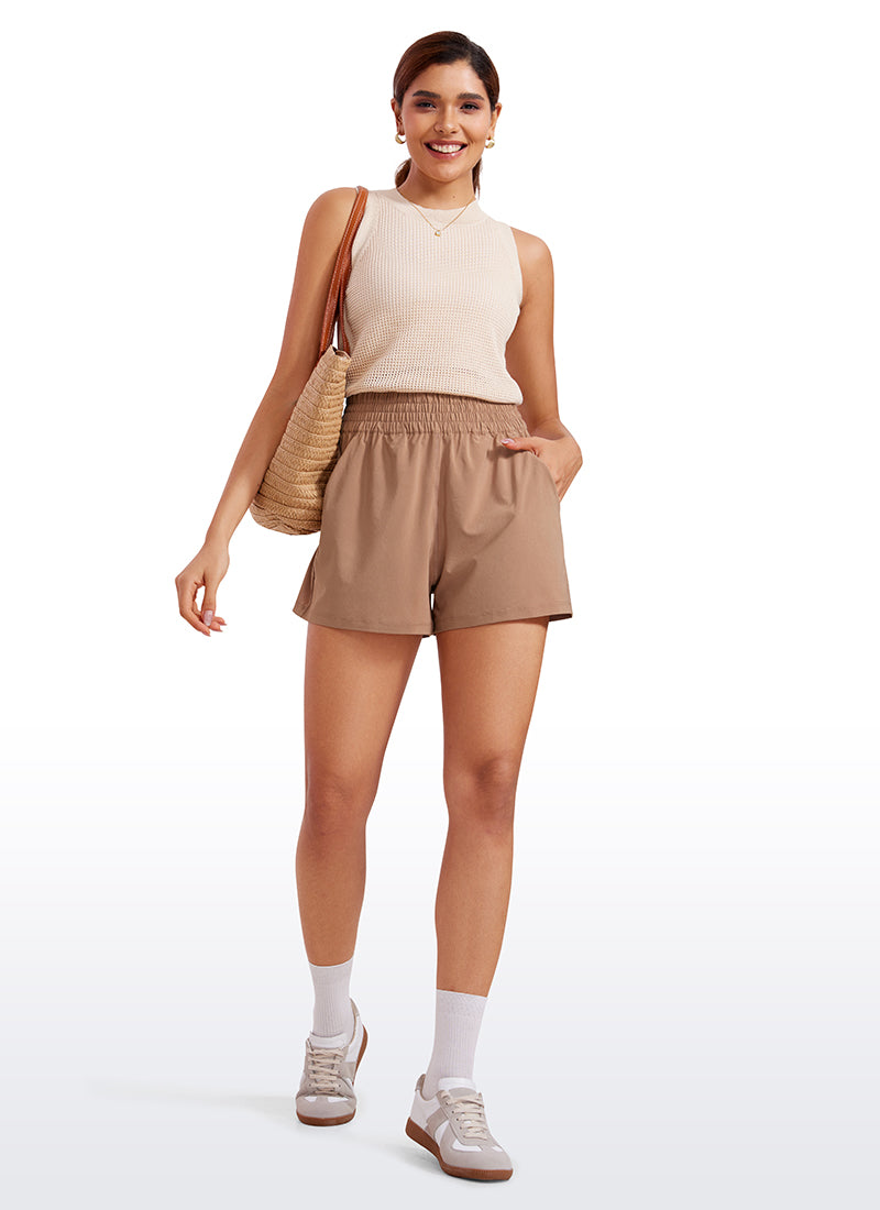 CRZ YOGA Women's Casual Feathery-Fit Soft High Rise Golf Shorts 3'' Mocha Mousse @model_info:S