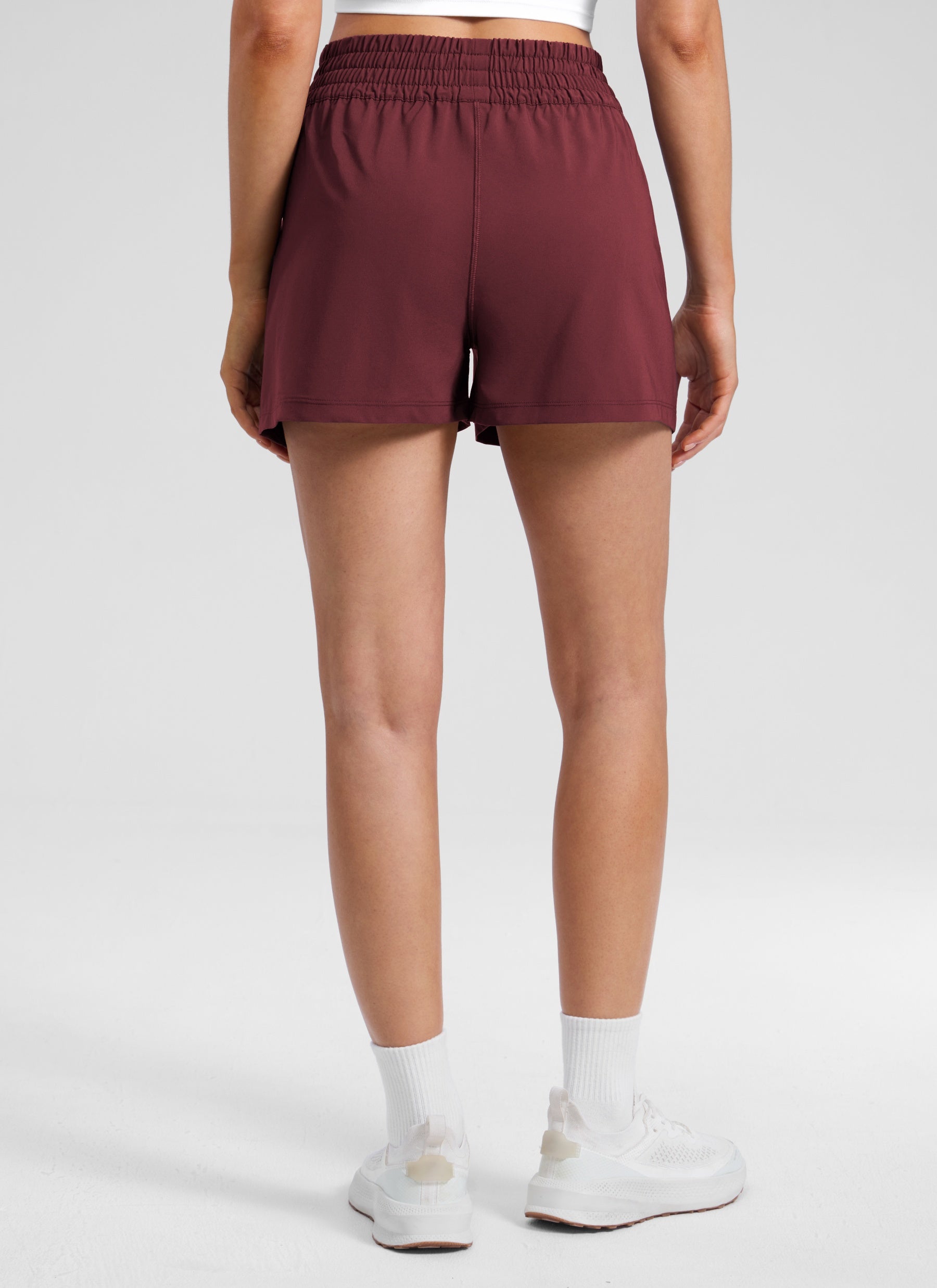 CRZ YOGA Women's Casual Feathery-Fit Soft High Rise Golf Shorts 3'' Red Merlot