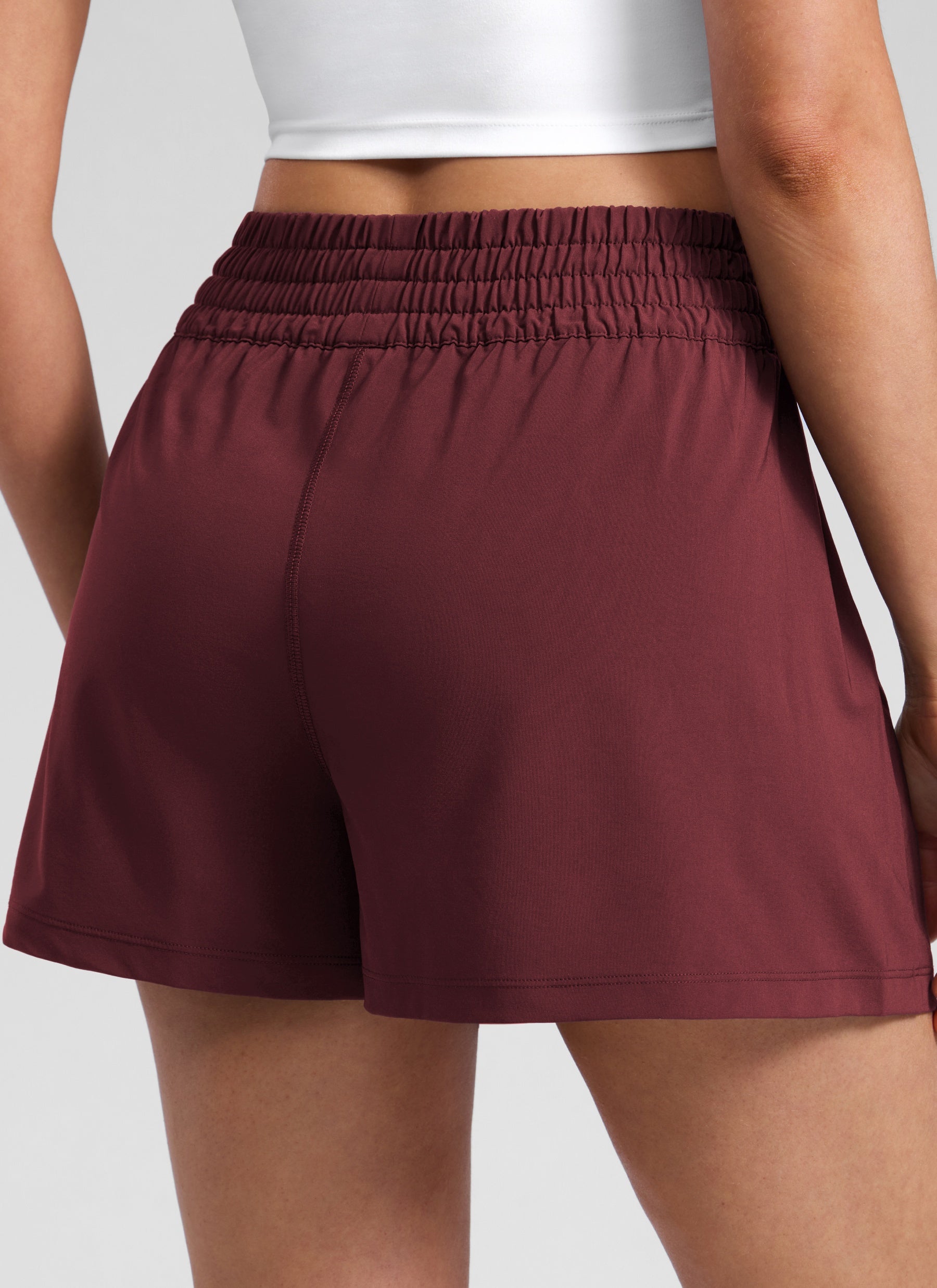 CRZ YOGA Women's Casual Feathery-Fit Soft High Rise Golf Shorts 3'' Red Merlot