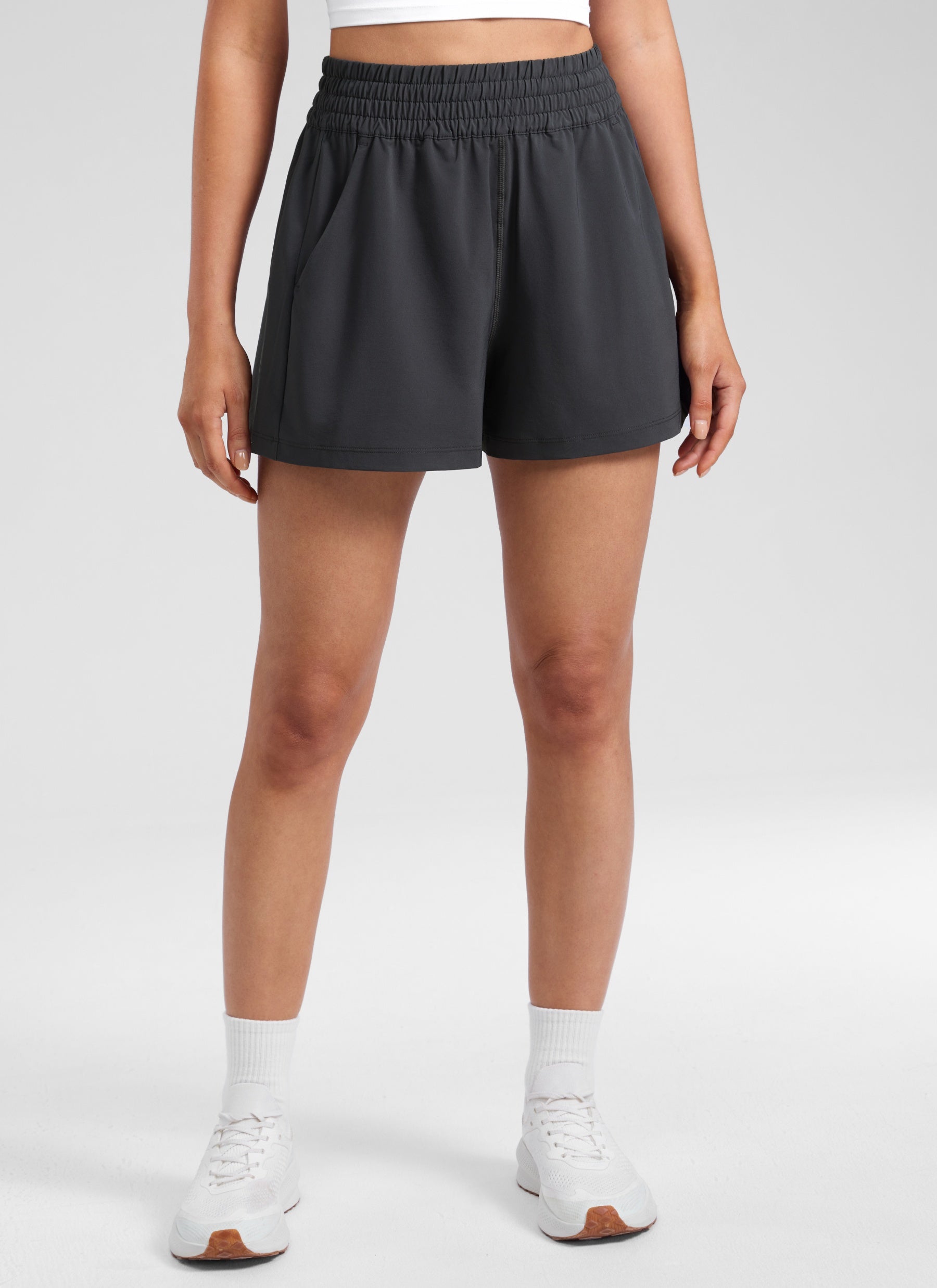 CRZ YOGA Women's Casual Feathery-Fit Soft High Rise Golf Shorts 3'' Graphite Grey
