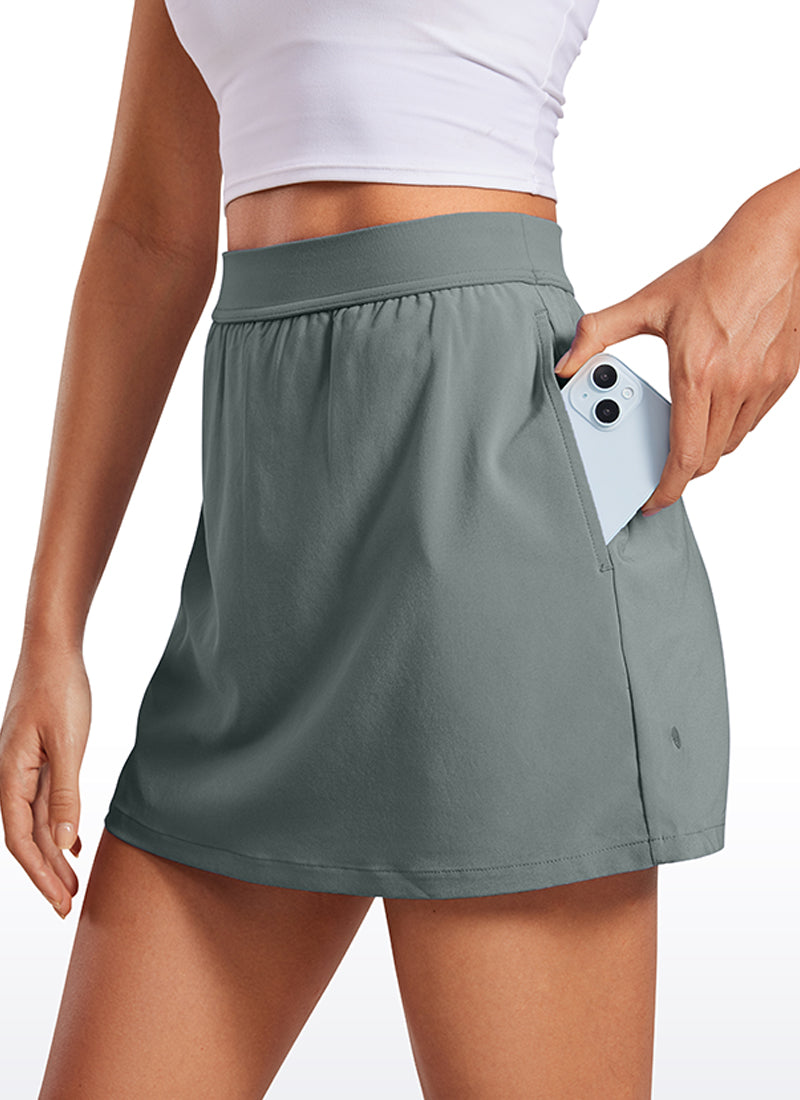 CRZ YOGA Women's Golf High Waisted Skirt Overlay Shorts with Pockets Grey Sage