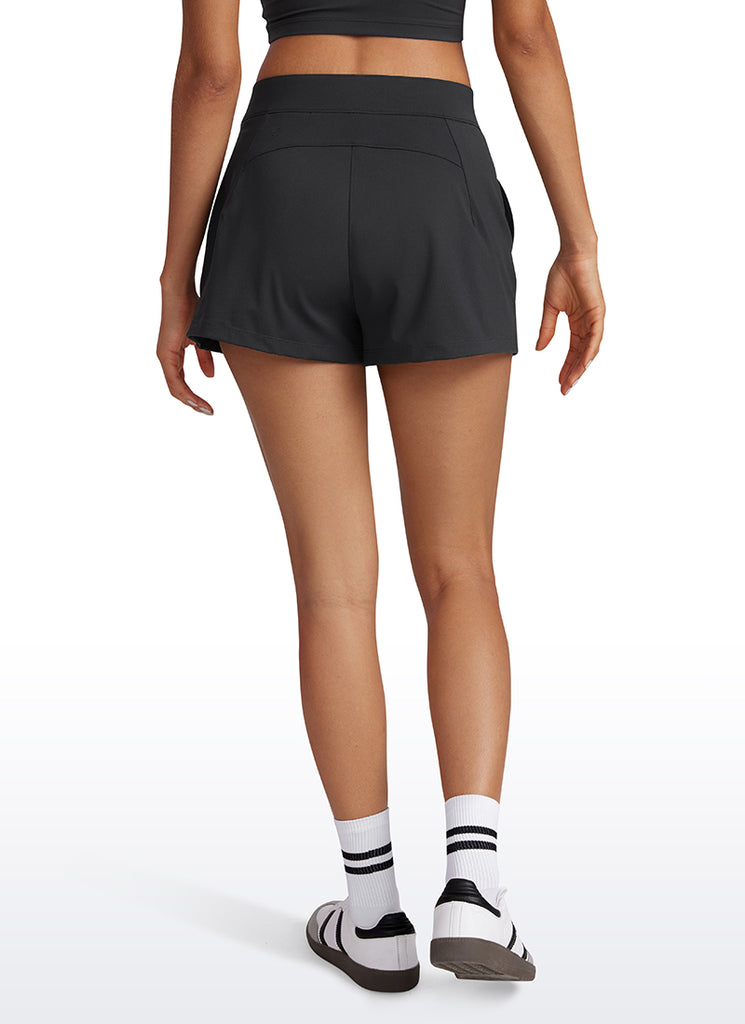 CRZ YOGA Women's Golf Hiking Athletic 4-Way Stretch High-Rise Shorts 2.5" Milky White