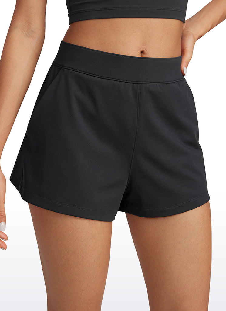 CRZ YOGA Women's Golf Hiking Athletic 4-Way Stretch High-Rise Shorts 2.5" Black