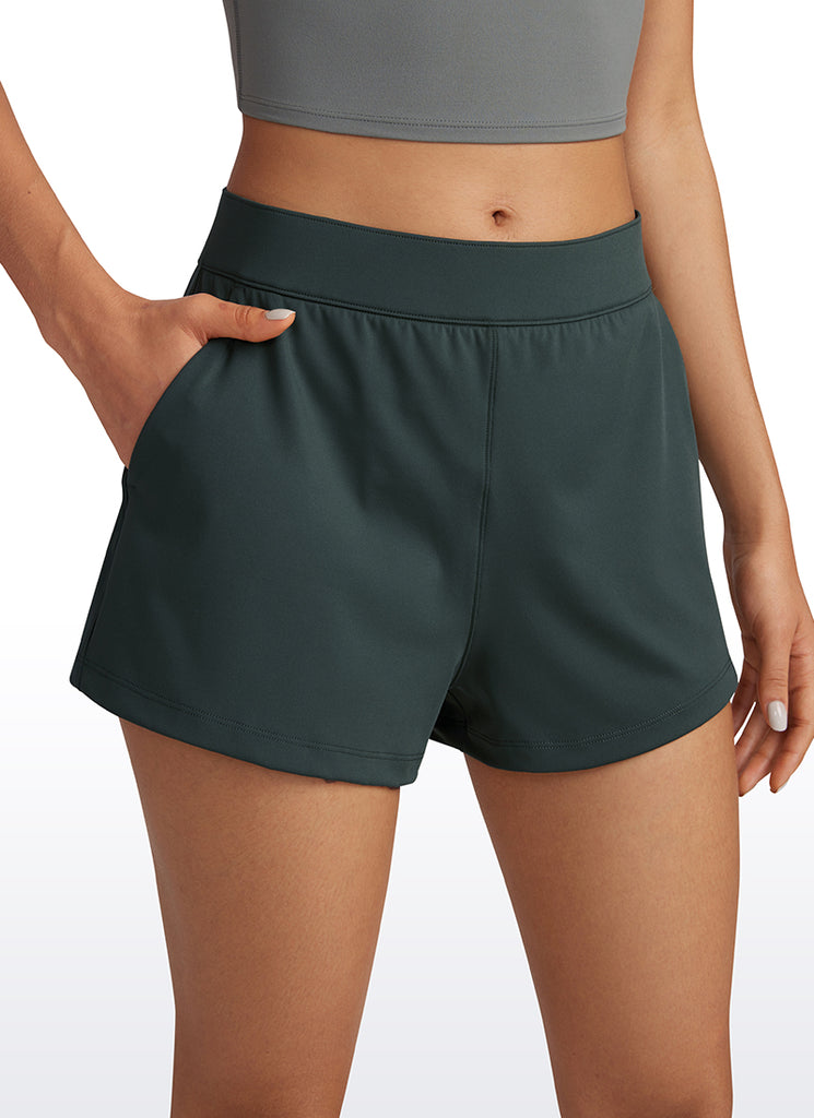 CRZ YOGA Women's Golf Hiking Athletic 4-Way Stretch High-Rise Shorts 2.5" Black