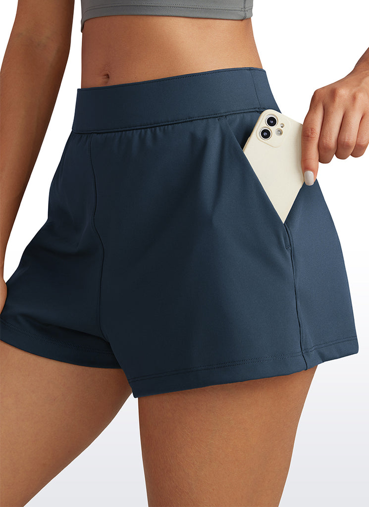 CRZ YOGA Women's Golf Hiking Athletic 4-Way Stretch High-Rise Shorts 2.5" Melanite