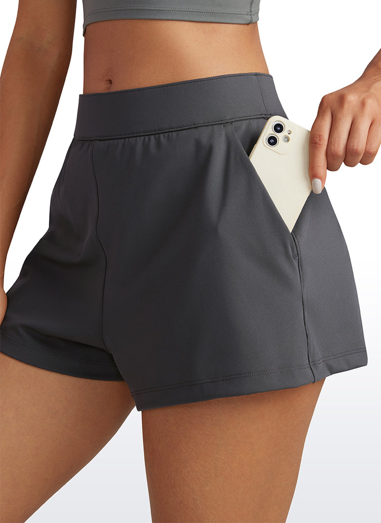CRZ YOGA Women's Golf Hiking Athletic 4-Way Stretch High-Rise Shorts 2.5" Platinum Grey