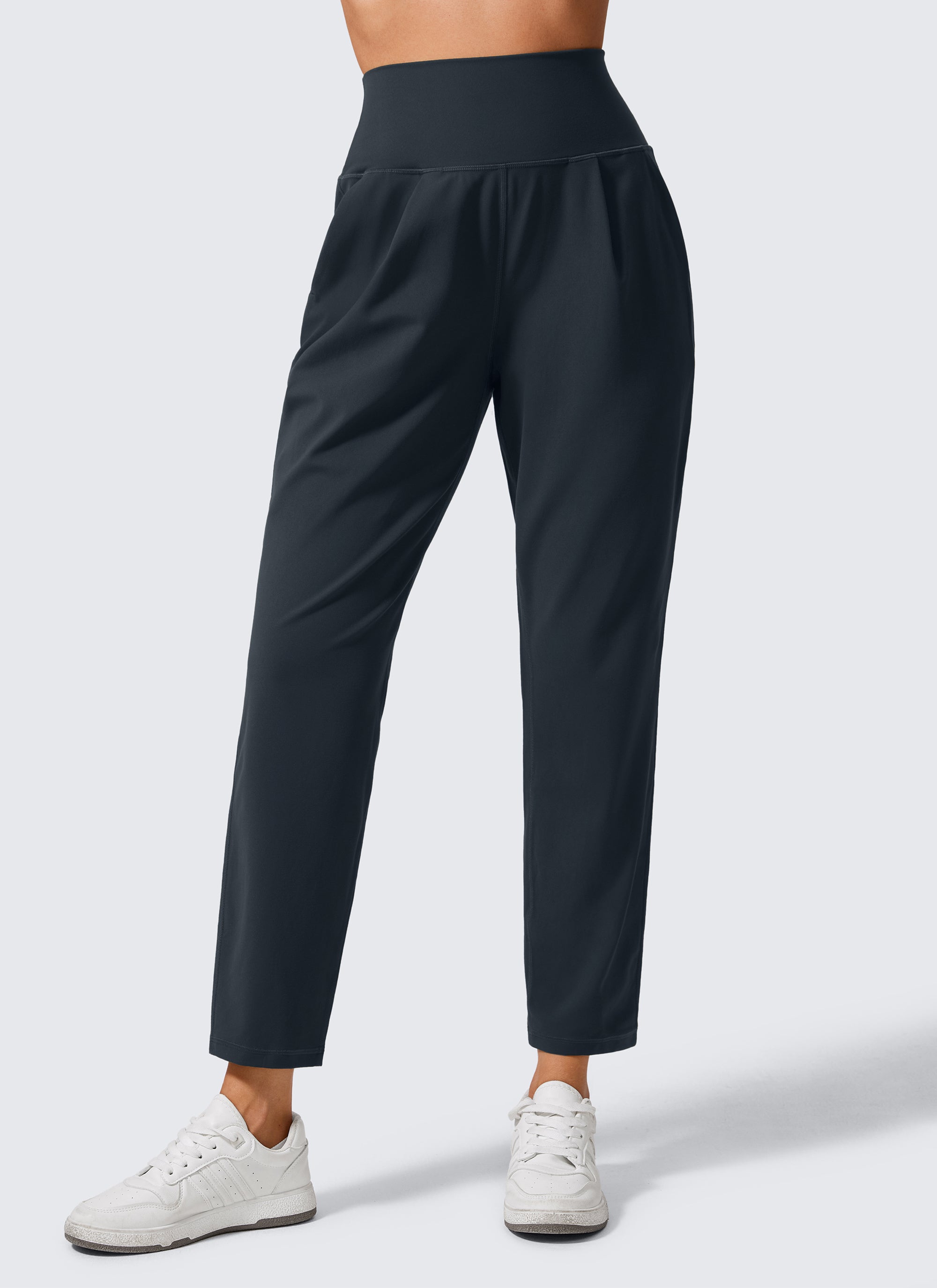 CRZ YOGA Butterlift Women's Casual High Rise Pleated Pants 27'' True Navy