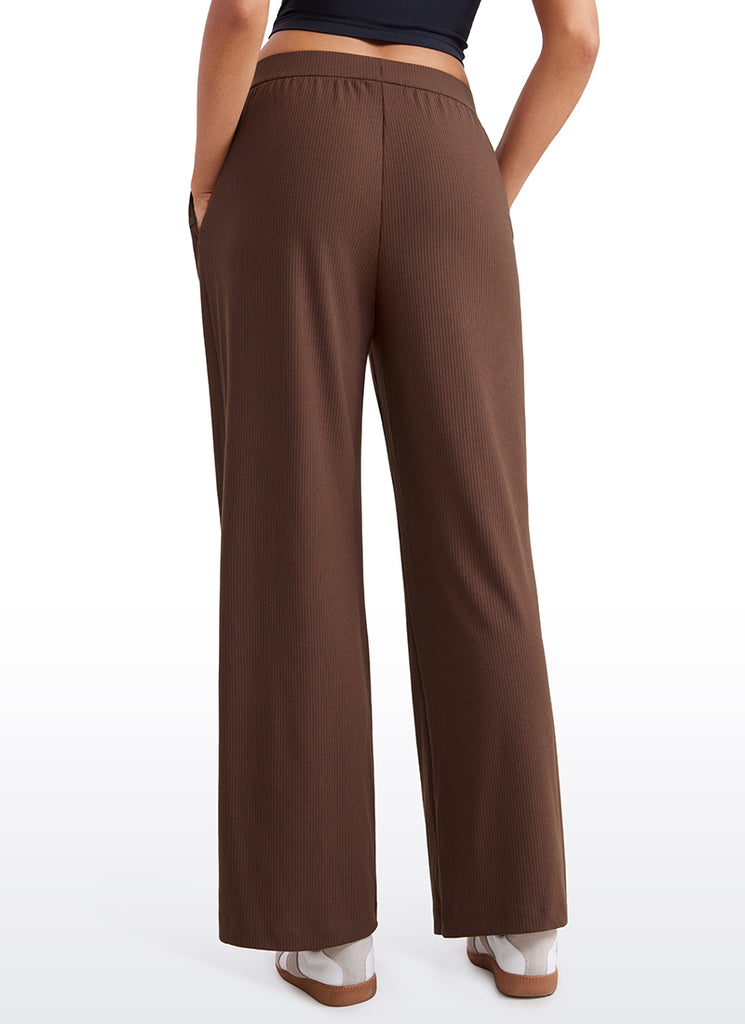 CRZ YOGA Women's Casual Lounge High Rise Sweatpants with Pockets 30.5" Coffee Brown