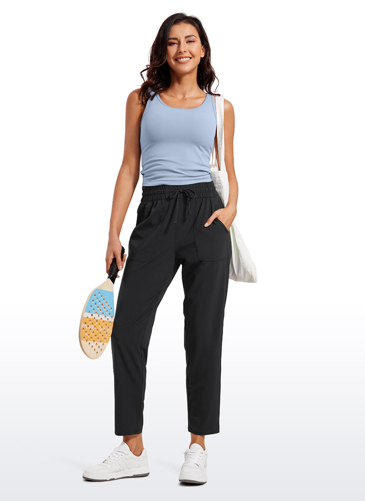 CRZ YOGA Women's Casual Workout Pants Mid Rise with Pockets 27" Black