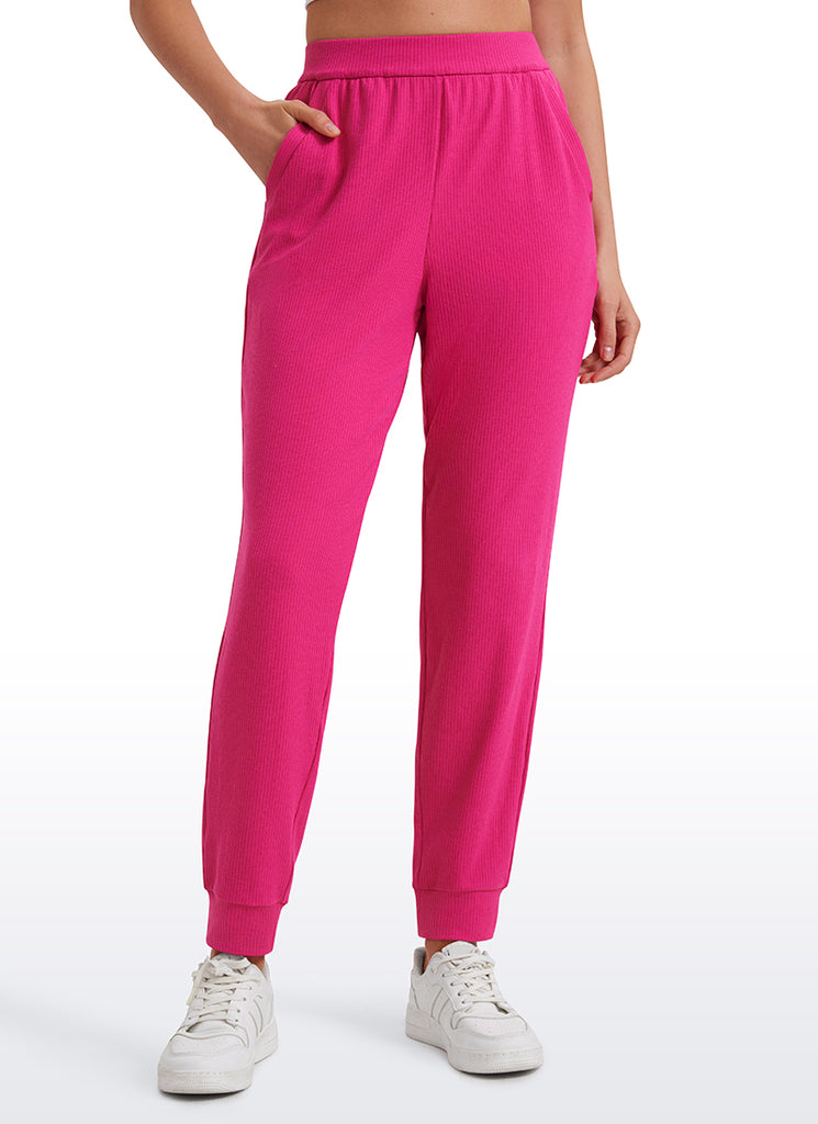 CRZ YOGA Women Comfy Ribbed Pockets High Waisted Sweatpants Sterling