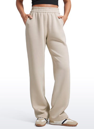 CRZ YOGA Women's SoftAura High Rise Wide Leg Pants with Pockets 31'' Mojave Tan