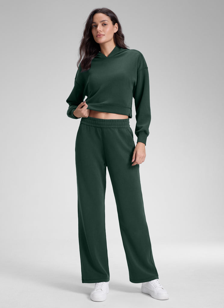 CRZ YOGA Women's SoftAura High Rise Wide Leg Pants with Pockets 31'' Legend Green