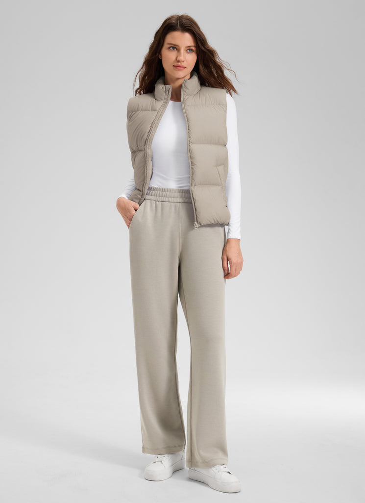 CRZ YOGA Women's SoftAura High Rise Wide Leg Pants with Pockets 31'' Dark Forest Green