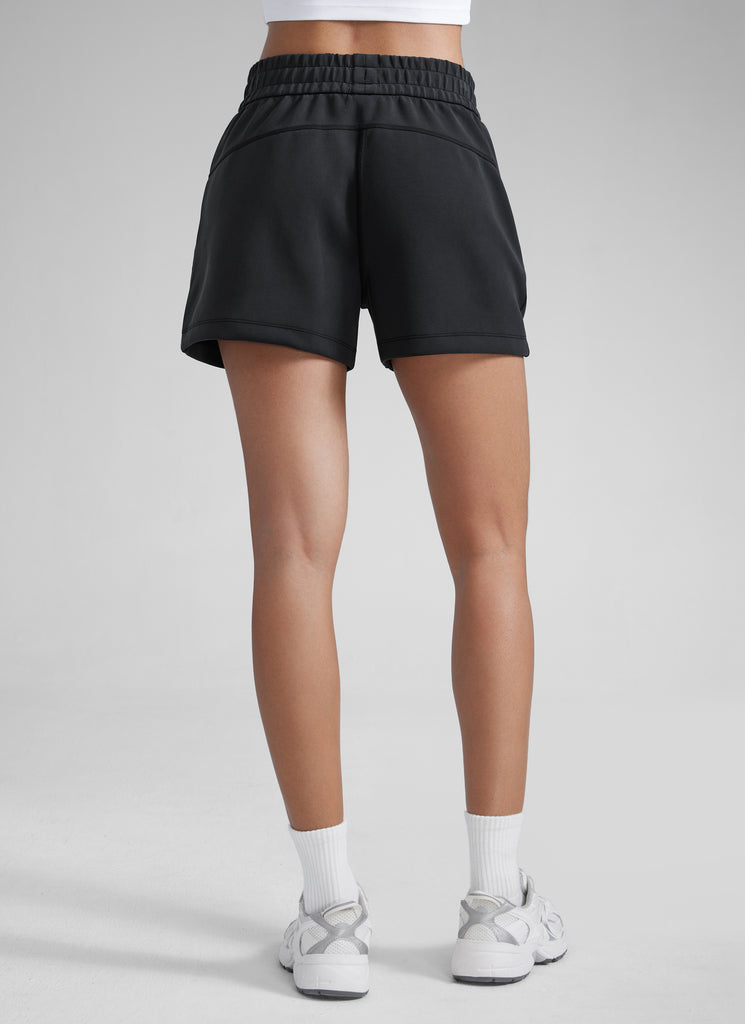 CRZYOGA Women SoftAura Sweat Shorts 4” with Pockets Drawstring Black