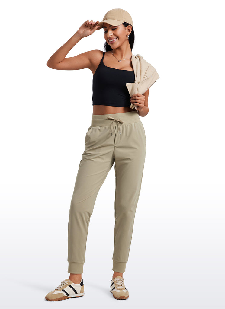 CRZ YOGA Women's Golf All-day Slim-Fit Joggers 27.5'' with pockets Light Army Green