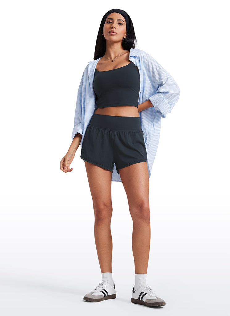 CRZ YOGA Butterluxe-Light High Waisted Dolphin Shorts for Women 2.5" Black