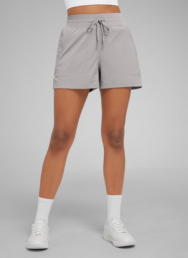 CRZ YOGA Women's Casual High Rise Drawstring Pocketed Shorts 3.5
