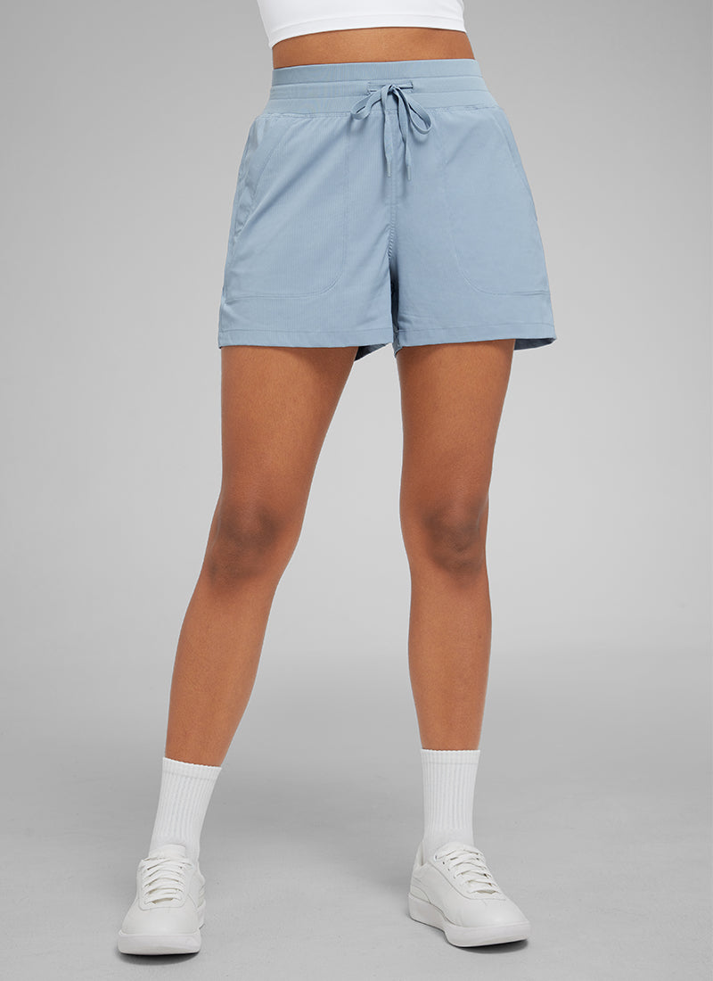 CRZ YOGA Women's Casual High Rise Drawstring Pocketed Shorts 3.5