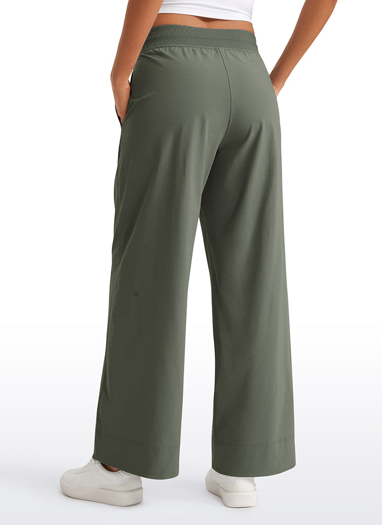 CRZ YOGA Women Stretch Wide Leg High Waisted Casual Pants 30" Milky White