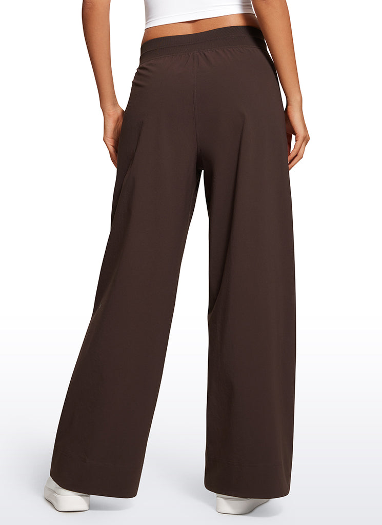 CRZ YOGA Women Stretch Wide Leg High Waisted Casual Pants 30" Milky White