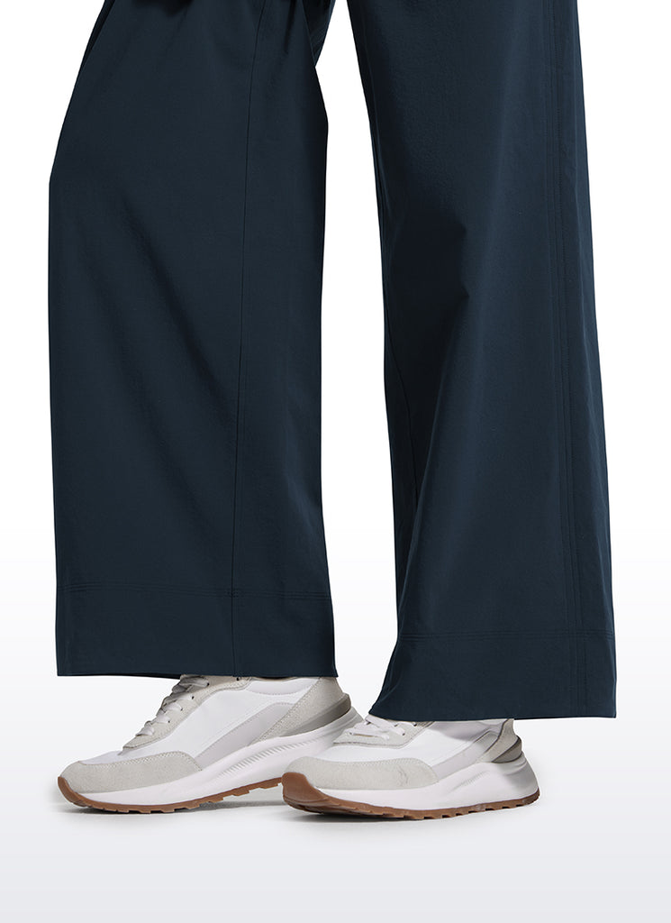 CRZ YOGA Women Stretch Wide Leg High Waisted Casual Pants 30" Light Army Green