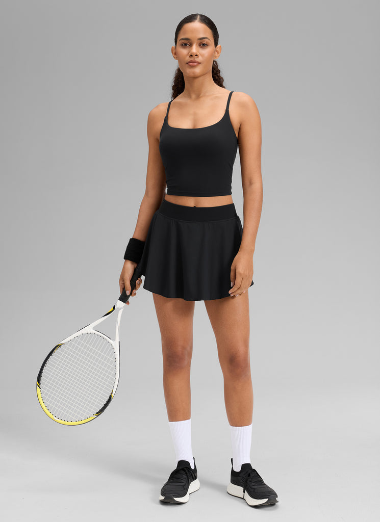 CRZ YOGA Women Feathery-Fit Stretchy Tennis High Rise Pocket Skirt 14'' Black