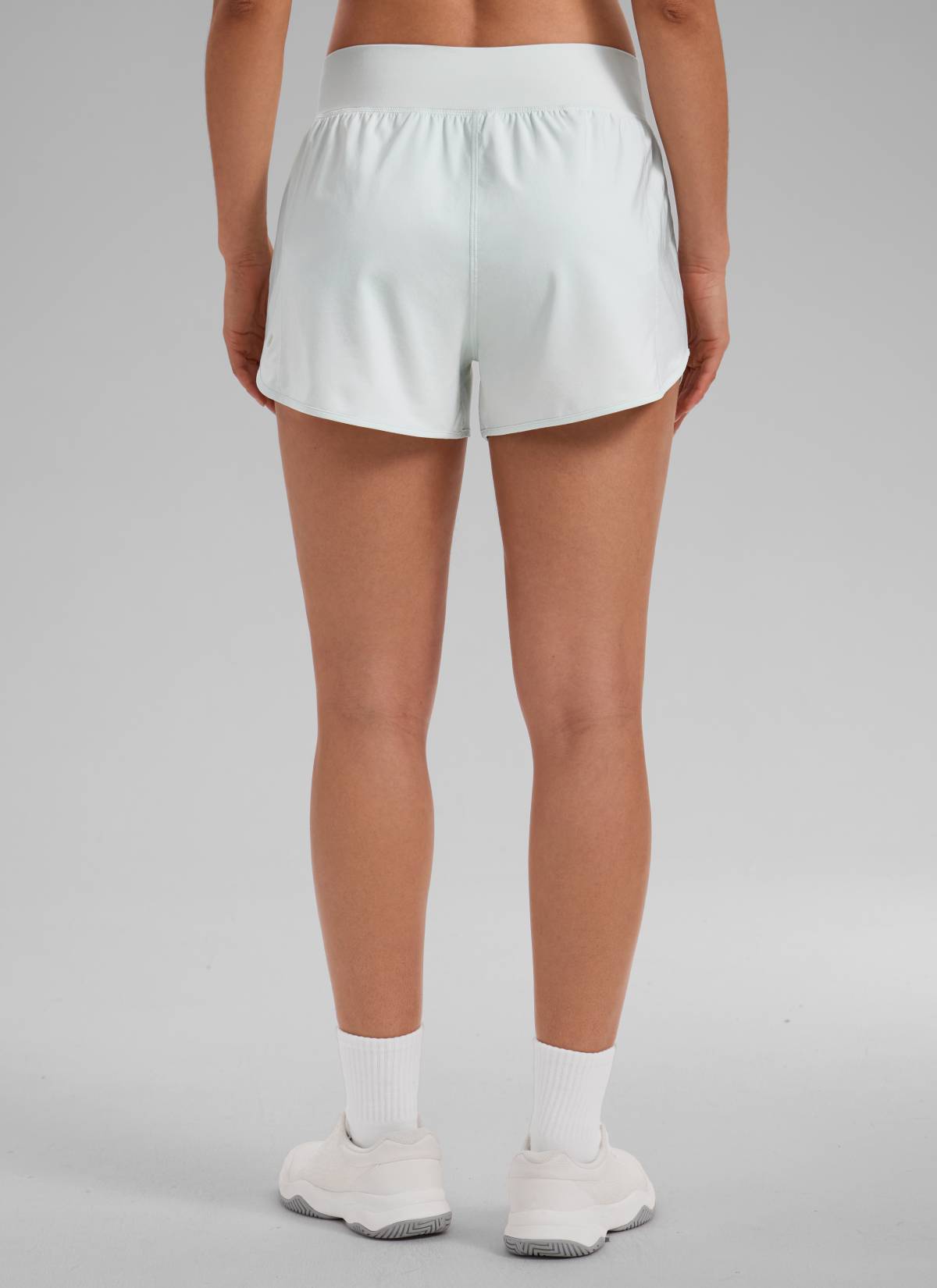 CRZ YOGA Women's Feathery-Fit Soft Mid Waisted Shorts 3” with Pockets Liner Ocean Air