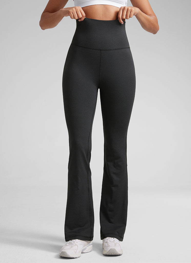 CRZ YOGA Womens Cloud Jersey Foldover Waist Bootcut Flare Pants 31" Black