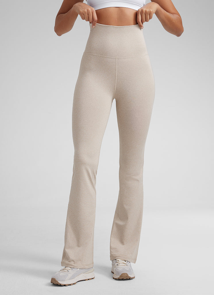 CRZ YOGA Womens Cloud Jersey Foldover Waist Bootcut Flare Pants 31" Mojave Tan