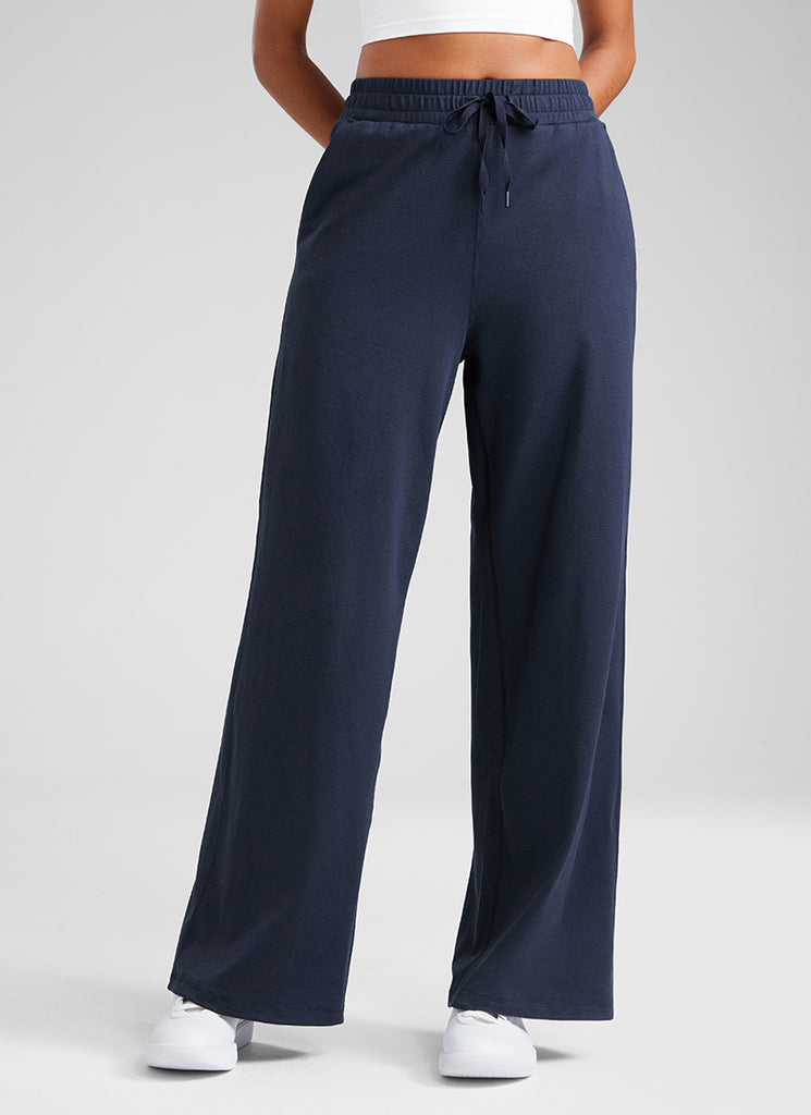 CRZ YOGA Cloud Jersey Wide Leg Sweatpants Women 30” with Pockets Navy