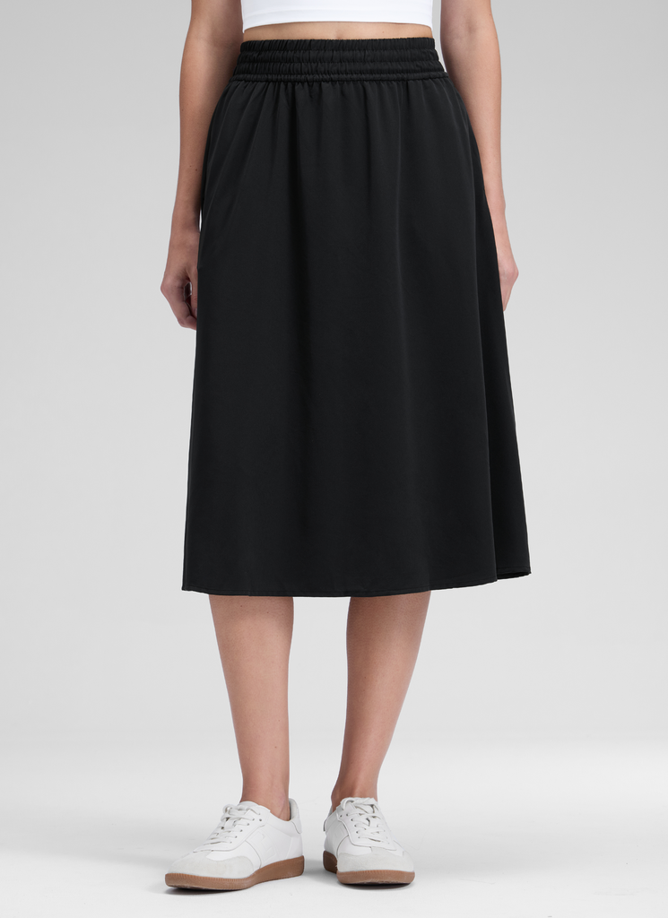 CRZ YOGA Women's Causal High Rise A line Flowy Midi Pocket Skirts 28'' Grey Sage