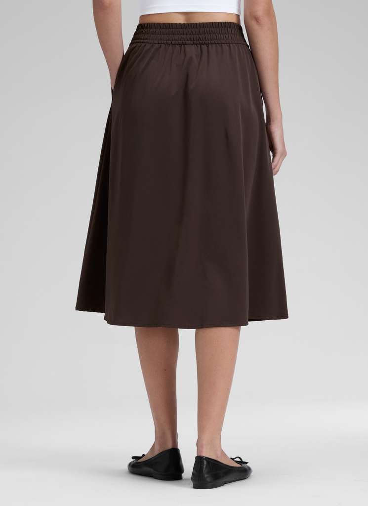 CRZ YOGA Women's Causal High Rise A line Flowy Midi Pocket Skirts 28'' True Navy