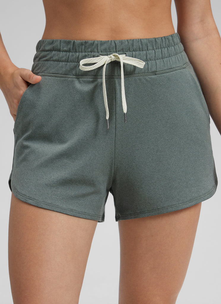 CRZ YOGA Women's Cloud Jersey High Rise Dolphin Casual Sweat Short 3'' Grey Sage