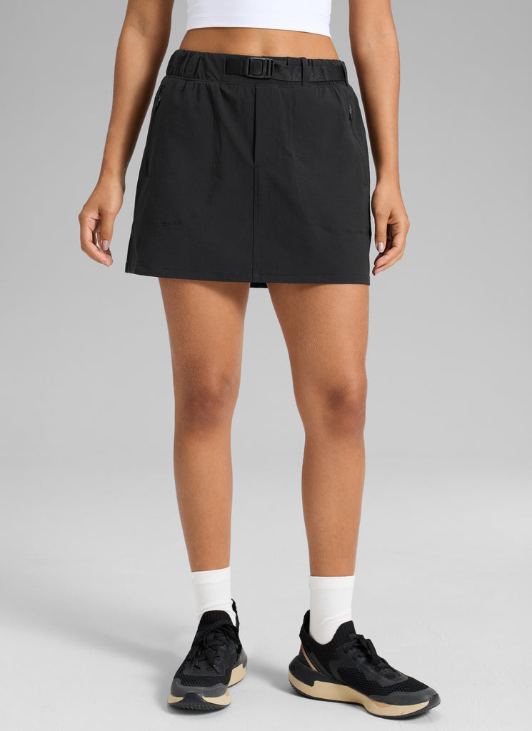 CRZ YOGA Women's Hiking High Rise Pocket Skirt 14.5'' Black