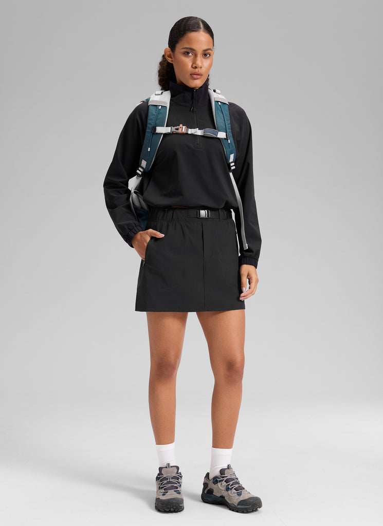 CRZ YOGA Women's Hiking High Rise Pocket Skirt 14.5'' Black